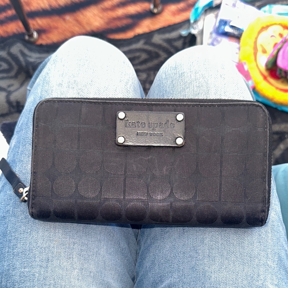 Kate Spade Black long zip around Wallet